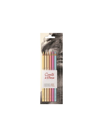 Lapiz conte colores pastel retrato blister 6 unidades colores surtidos