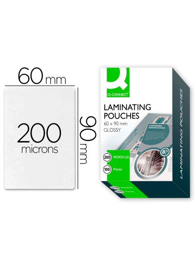 Bolsa de plastificar q-connect 90 x 60 mm 200 mc carnet de nif caja de 100 unidades