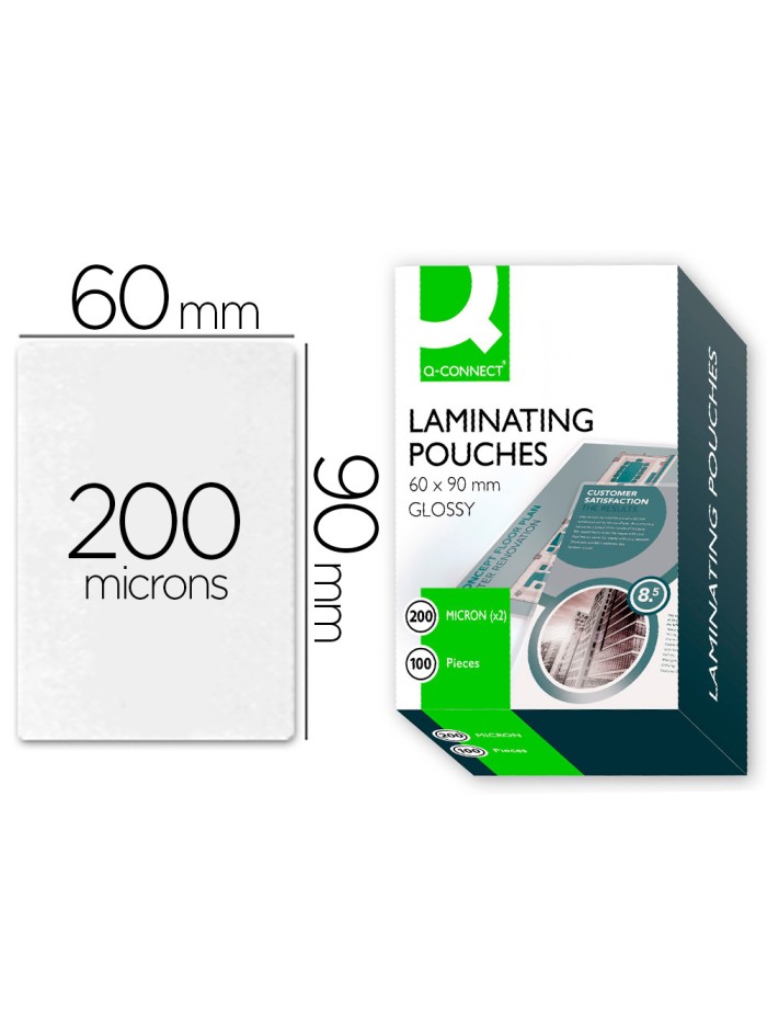 Bolsa de plastificar q-connect 90 x 60 mm 200 mc carnet de nif caja de 100 unidades Bolsa de plastificar q-connect 90 x 60 mm 200 mc carnet de nif caja de 100 unidades