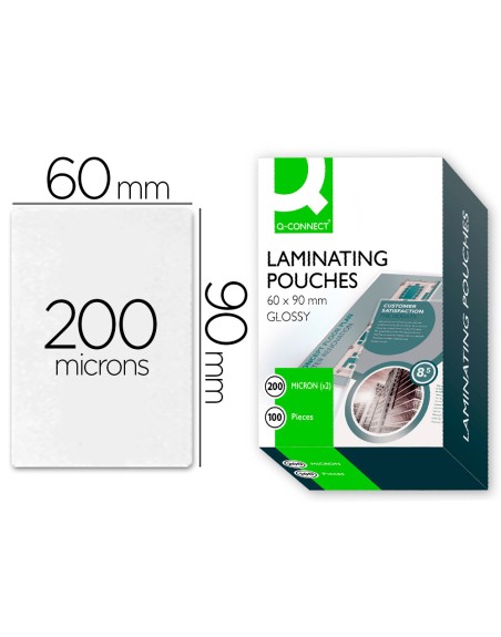 Bolsa de plastificar q-connect 90 x 60 mm 200 mc carnet de nif caja de 100 unidades
