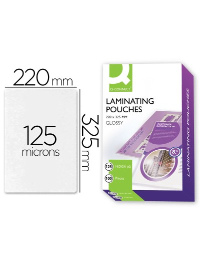 Bolsa de plastificar q-connect 325 x 220 mm 125 mc folio caja de 100 unidades