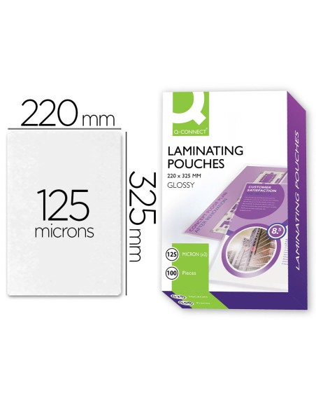 Bolsa de plastificar q-connect 325 x 220 mm 125 mc folio caja de 100 unidades