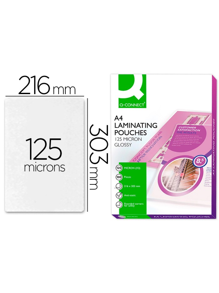 Bolsa de plastificar q-connect 303 x 216 mm 125 mc din a4 a caja de 100 unidades Bolsa de plastificar q-connect 303 x 216 mm 125 mc din a4 a caja de 100 unidades