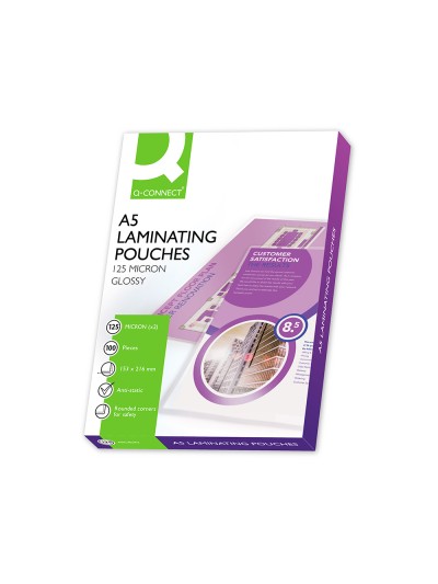 Bolsa de plastificar q-connect 153 x 216 mm 125 mc din a5 a caja de 100 unidades