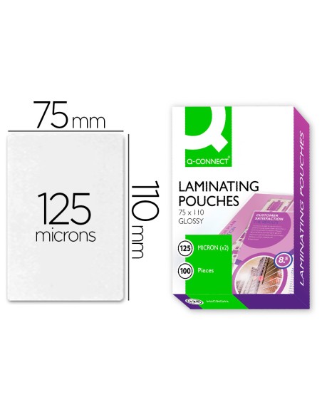 Bolsa de plastificar q-connect 110 x 75 mm 125 mc carnet de identidad caja de 100 unidades