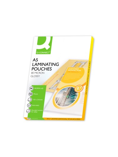 Bolsa de plastificar q-connect 153 x 216 mm 80mc din a5 caja de 100 unidades
