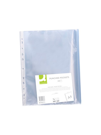 Funda multitaladro q-connect din a4 50 mc cristal bolsa de 100 unidades