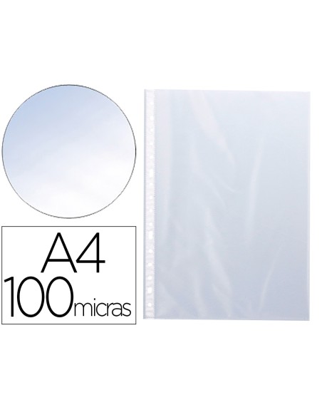 Funda multitaladro q-connect din a4 100 mc cristal caja de 100 unidades