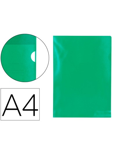 Carpeta dossier uñero plastico q-connect din a4 120 micras verde caja de 100 unidades