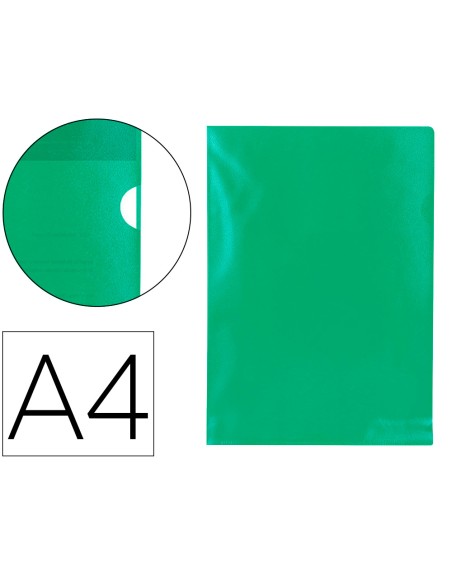 Carpeta dossier uñero plastico q-connect din a4 120 micras verde caja de 100 unidades