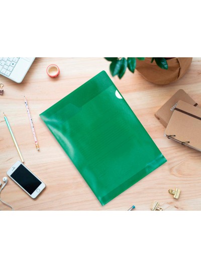 Carpeta dossier uñero plastico q-connect din a4 120 micras verde caja de 100 unidades