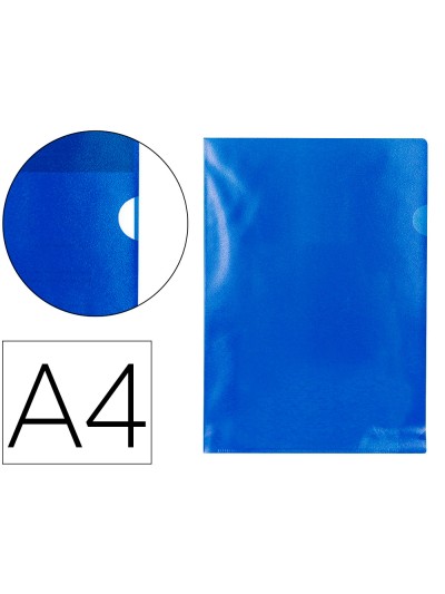 Carpeta dossier uñero plastico q-connect din a4 120 micras azul caja de 100 unidades