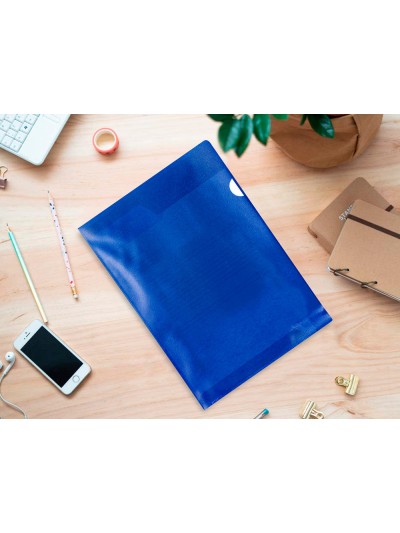 Carpeta dossier uñero plastico q-connect din a4 120 micras azul caja de 100 unidades