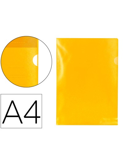 Carpeta dossier uñero plastico q-connect din a4 120 micras amarilla caja de 100 unidades