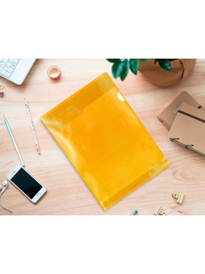Carpeta dossier uñero plastico q-connect din a4 120 micras amarilla caja de 100 unidades