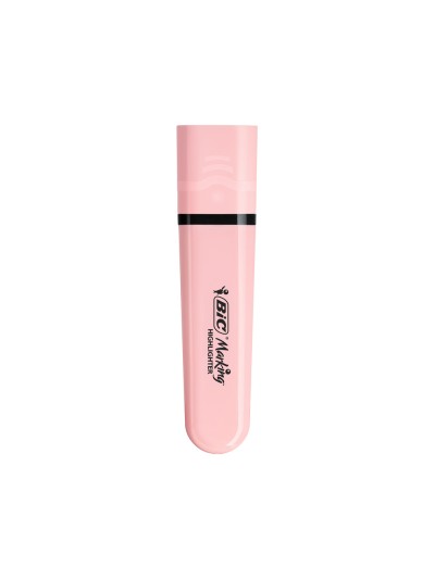 Rotulador bic flat fluorescente rosa pastel caja de 12 unidades