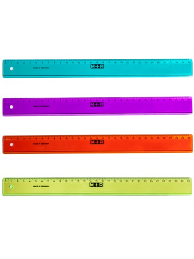 Regla m+r 30 cm plastico graduada y biselada colores surtidos