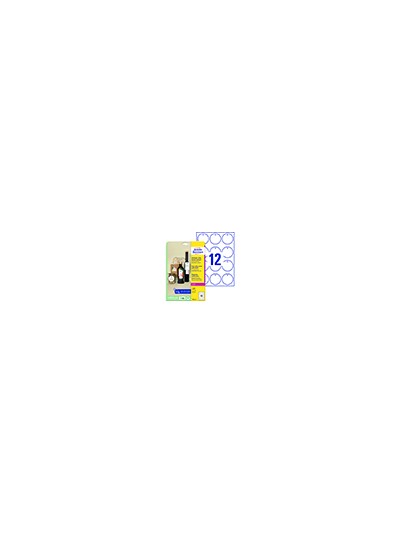 Etiqueta colgante avery blanca 60 mm diametro imprimible doble cara carton 220 gr pack de 120 unidades