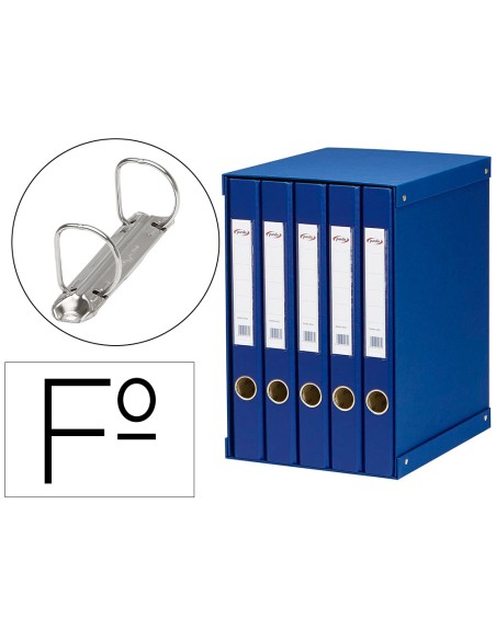 Modulo pardo 5 archivadores de palanca folio 2 anillas 25 mm azul 350x230x300 mm