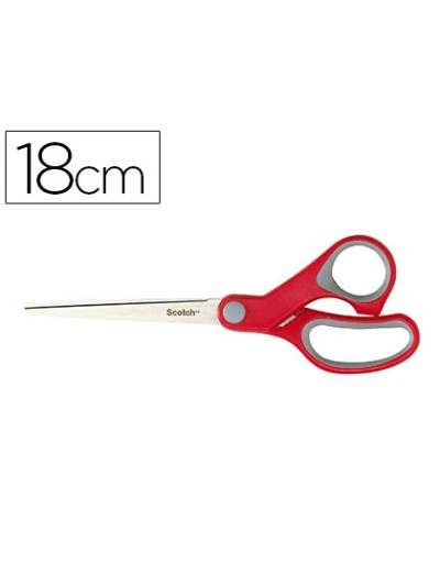 Tijera oficina scotch confort 18 cm de acero inoxidable mango ergonomico ambidiestros