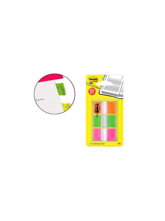 Banderitas separadoras post-it index 680 naranja lima y rosa dispensador funda 3x20 Banderitas separadoras post-it index 680 naranja lima y rosa dispensador funda 3x20