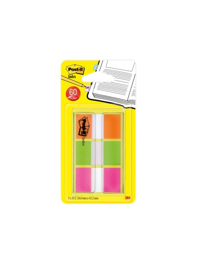 Banderitas separadoras post-it index 680 naranja lima y rosa dispensador funda 3x20