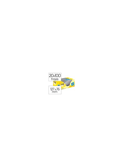 Bloc de notas adhesivas quita y pon post-it amarillo canario 76x127 mm pack promocional 16+4 gratis
