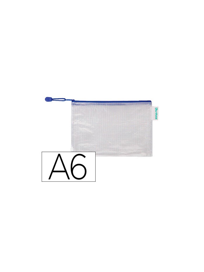 Bolsa multiusos tarifold pvc din a6 apertura superior con cremallera portaboligrafo y correa azul Bolsa multiusos tarifold pvc din a6 apertura superior con cremallera portaboligrafo y correa azul