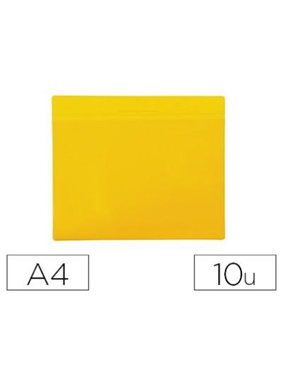 Funda tarifold magnetica din a4 horizontal identificacion palets y estanterias amarillo pack de 10 unidades