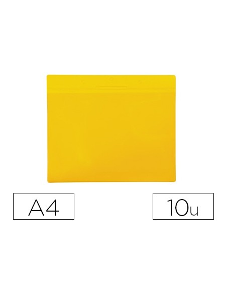 Funda tarifold magnetica din a4 horizontal identificacion palets y estanterias amarillo pack de 10 unidades