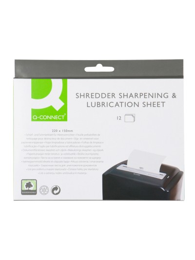 Hojas lubricantes y afiladoras q-connect para destructora paquete de 12 hojas tamaño 220x150 mm