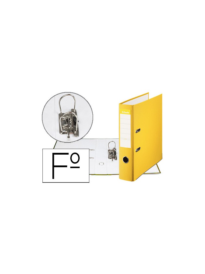 Archivador de palanca esselte carton forrado pvc folio lomo de 75 mm con rado amarillo Archivador de palanca esselte carton forrado pvc folio lomo de 75 mm con rado amarillo
