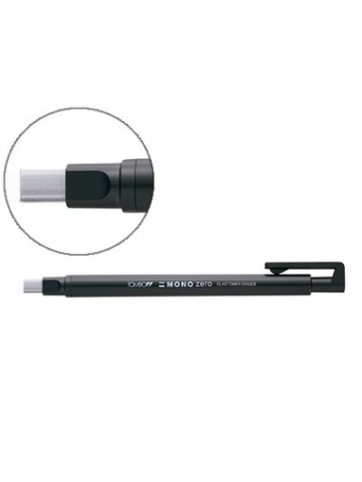 Portagomas tombow mono zero con clip goma rectangular 2,5 x 5 mm color negro