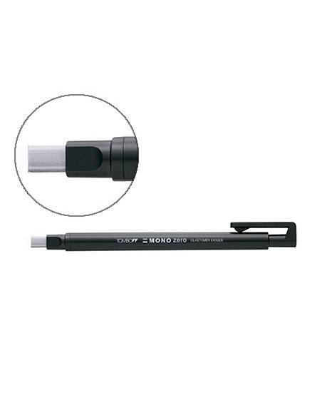 Portagomas tombow mono zero con clip goma rectangular 2,5 x 5 mm color negro
