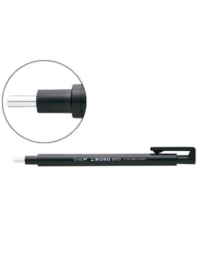 Portagomas tombow mono zero con clip goma redonda 2,3 mm diametro color negro