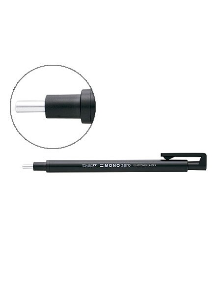 Portagomas tombow mono zero con clip goma redonda 2,3 mm diametro color negro