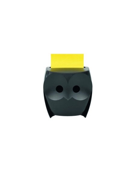 Soporte bloc de notas adhesivas quita y pon post-it buho con 2 bloc z-note amarillo 76x76 mm con 45