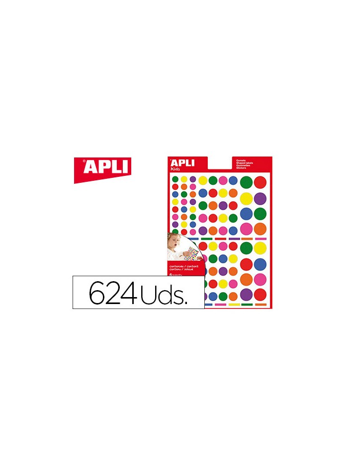 Gomets apli autoadhesivo circulo multicolor blister de 624 unidades surtidas Gomets apli autoadhesivo circulo multicolor blister de 624 unidades surtidas