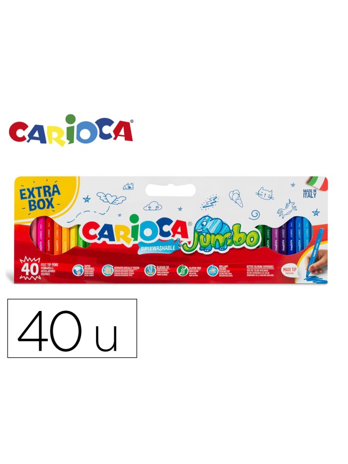 Rotulador carioca jumbo punta gruesa caja de 40 unidades colores surtidos Rotulador carioca jumbo punta gruesa caja de 40 unidades colores surtidos