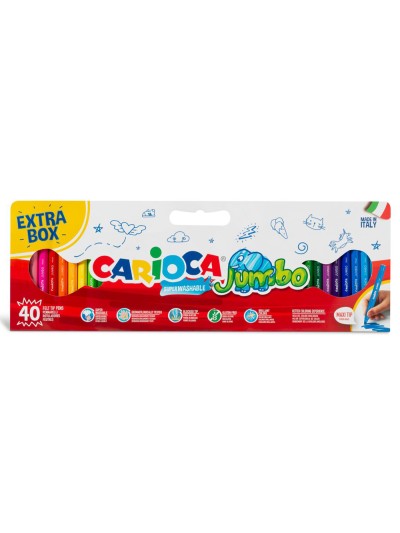 Rotulador carioca jumbo punta gruesa caja de 40 unidades colores surtidos