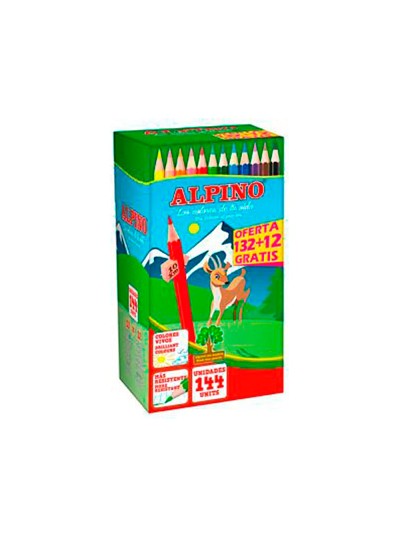 Lapices de colores alpino school pack de 132 + 12 unidades obsequio colores surtidos