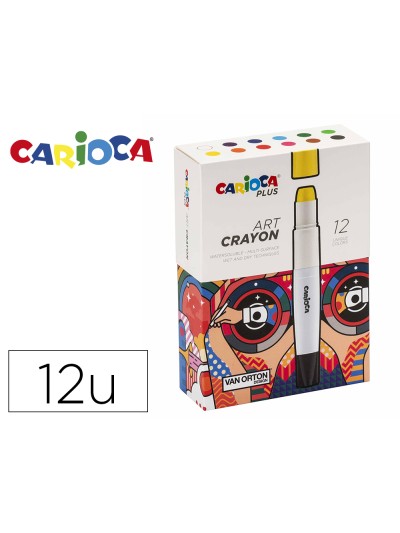 Lapices de cera carioca plus art crayon caja premium de 12 unidades colores surtidos