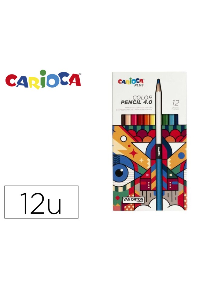Lapices de colores carioca plus 4.0 caja de 12 unidades colores surtidos Lapices de colores carioca plus 4.0 caja de 12 unidades colores surtidos