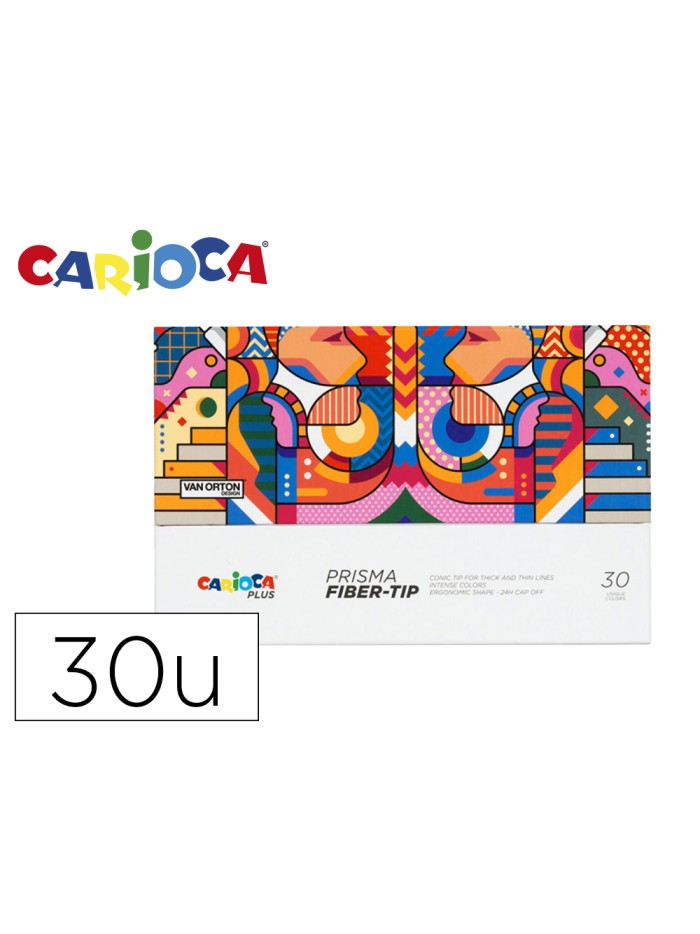 Rotulador carioca plus prisma fiber-tip de punta de fibra caja premium de 30 unidades colores surtidos Rotulador carioca plus prisma fiber-tip de punta de fibra caja premium de 30 unidades colores surtidos