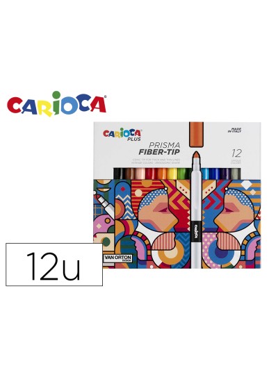 Rotulador carioca plus prisma fiber-tip de punta de fibra caja de 12 unidades colores surtidos