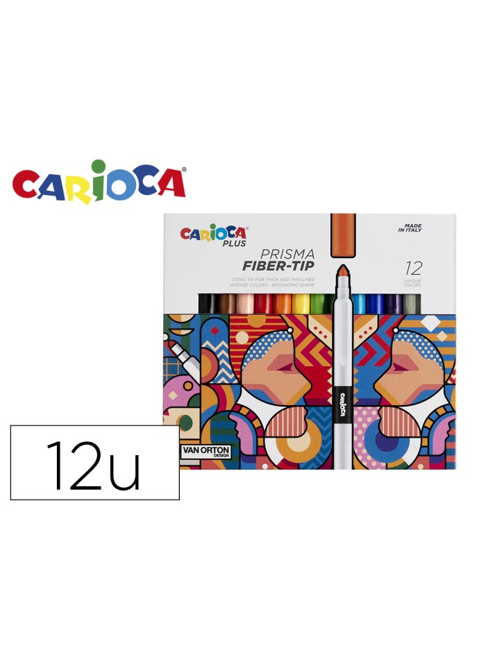 Rotulador carioca plus prisma fiber-tip de punta de fibra caja de 12 unidades colores surtidos Rotulador carioca plus prisma fiber-tip de punta de fibra caja de 12 unidades colores surtidos