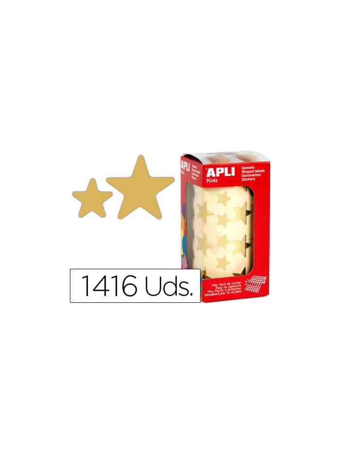 Gomets autoadhesivos estrellas grandes oro en rollo con 1416 unidades Gomets autoadhesivos estrellas grandes oro en rollo con 1416 unidades