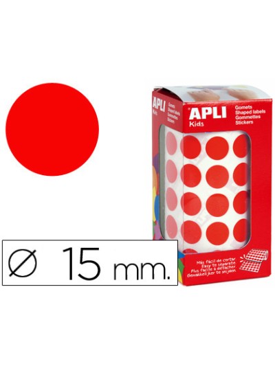 Gomets autoadhesivos circulares 15 mm rojo rollo de 2832 unidades