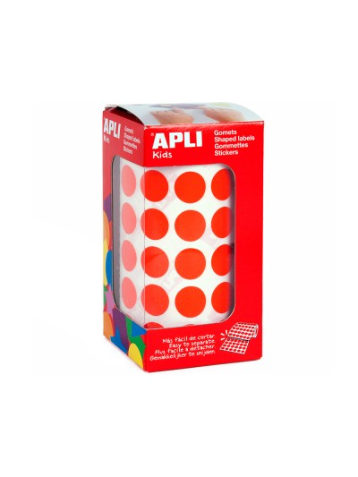 Gomets autoadhesivos circulares 15 mm rojo rollo de 2832 unidades