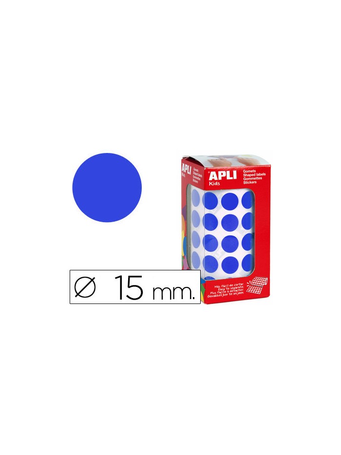 Gomets autoadhesivos circulares 15 mm azul en rollo con 2832 unidades Gomets autoadhesivos circulares 15 mm azul en rollo con 2832 unidades